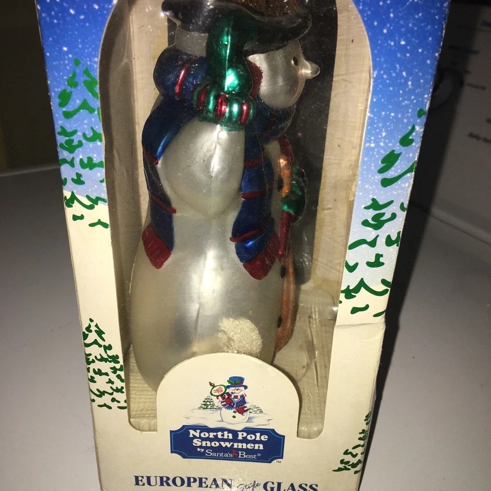 Blown Glass Snowman Christmas Ornament  